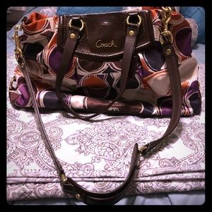 Coach Ashley Sateen Hand Drawn Scarf Print Bag